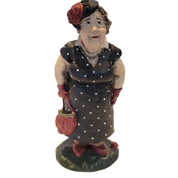 Hanford Ltd "Charlotte Dear" Crunkleton Resin Figurin Polka Dot Dress Vtg 1991 - Picture 1 of 11